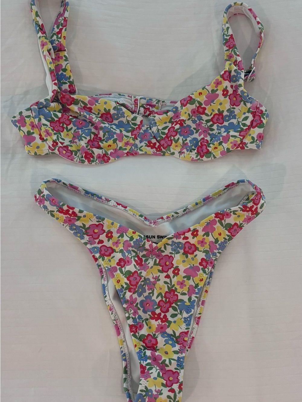 PacSun Floral Bikini Set in Pink, Yellow, Blue and Green